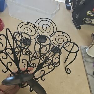 Bundle Of 3 Black Cast Iron Wall Scones  And Center Pices